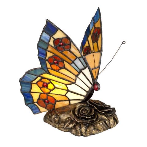 Lampa stołowa Motyl witrażowa