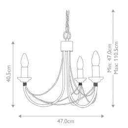wymiary żyrandola carisbrooke